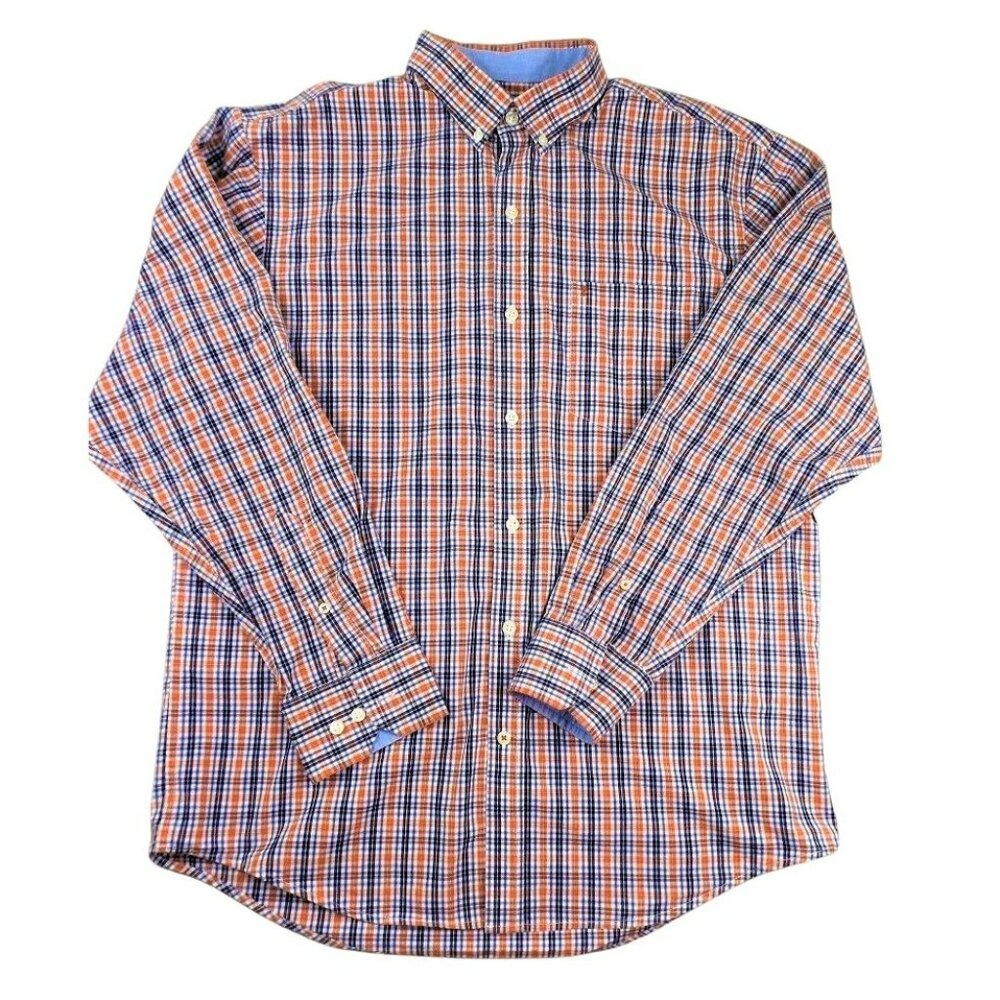 IZOD Mens Plaid Dress Shirt Western Casual Button Down Size Medium    JH876